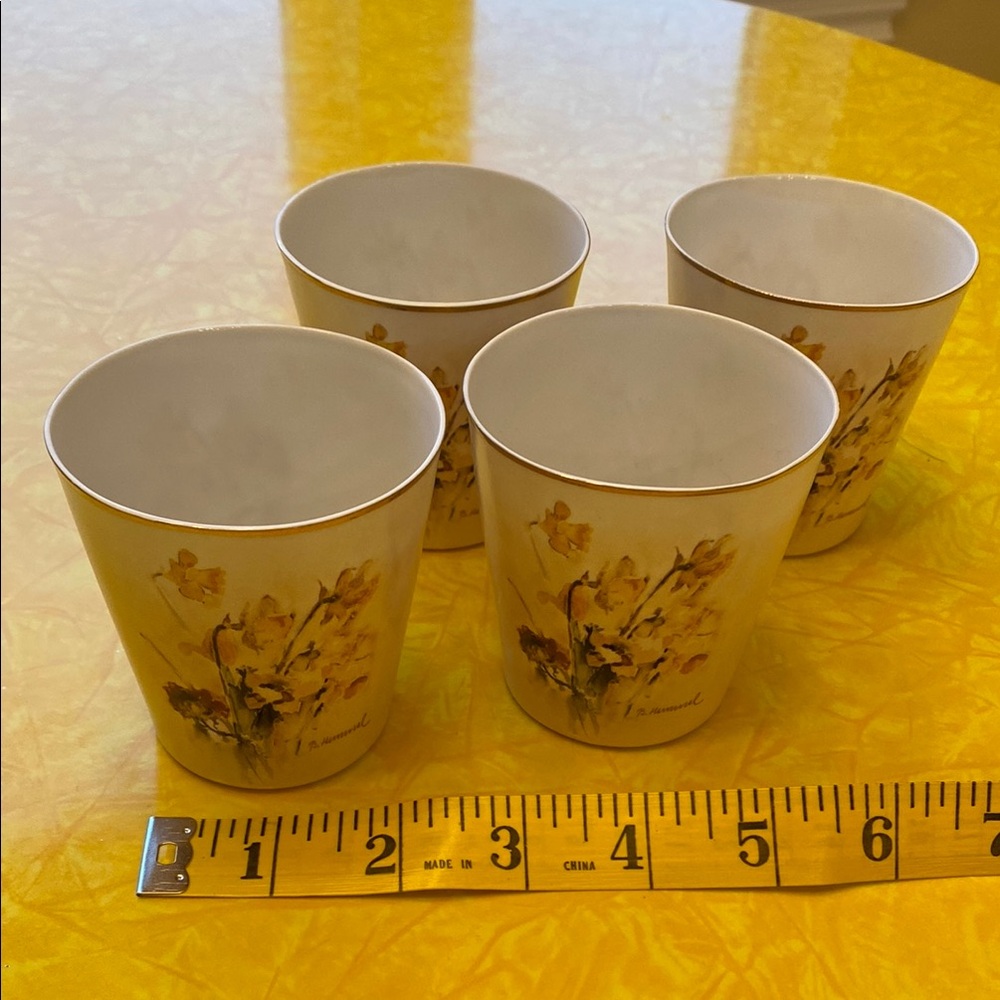 Set of Four Floral Votive Cups. Bought at Hummel Factory Gift Shop in Germany